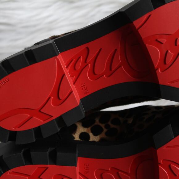 Christian Louboutin Macademia Leopard-Print Calf Hair Snake Moto Combat Booties - Picture 13 of 15